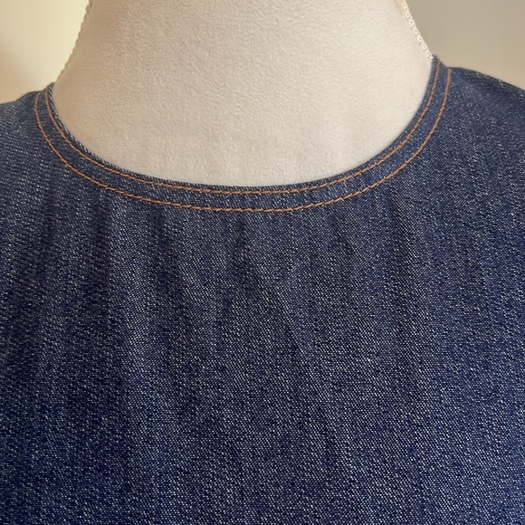 Ann Taylor Classic Dark Wash Denim Blue Mini Short Sleeve Dress Size 6P - Picture 5 of 10